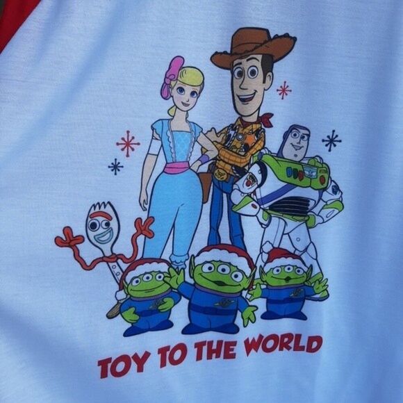 Disney Pixar Toy Story 4 T Shirt Top Raglan Sleeve Toy To the World Size L - Picture 4 of 11